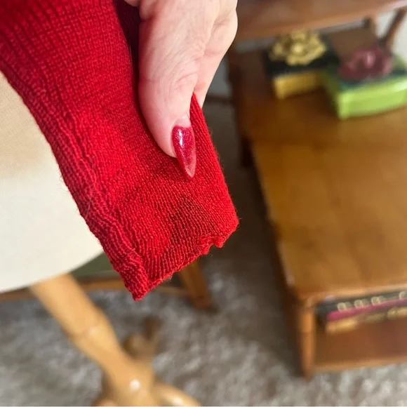 Vintage 1940s Sweater4 DeerNoveltyRedWoolS M40sSki